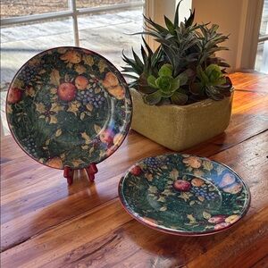 Set Of 2 Susan Winget Certified International Salad/Dessert Plates In Evergreen